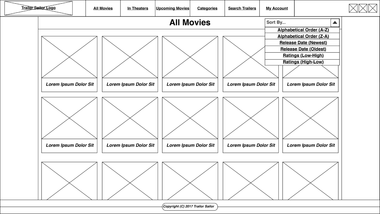 All Films with the Sort By menu selected.