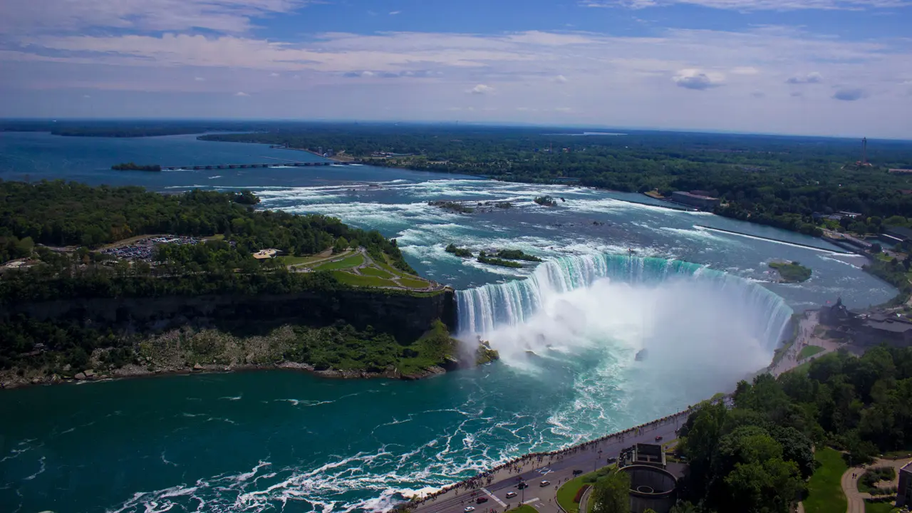 An aerial view of Niagara Falls.