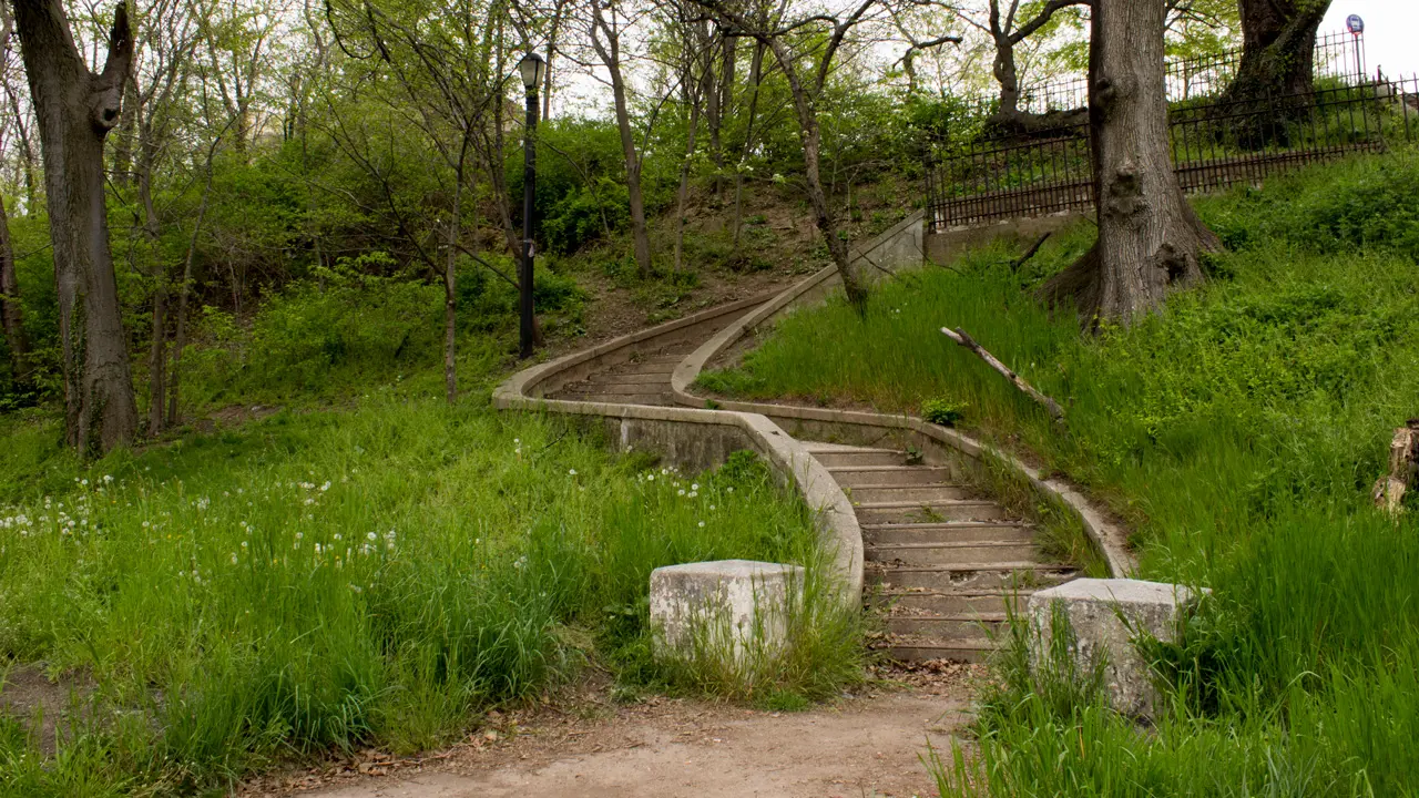 A staircase near the Shore Road Promenade.